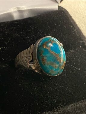 Vintage Sterling Silver Turquoise Ring Size 7 | 925 Statement Ring